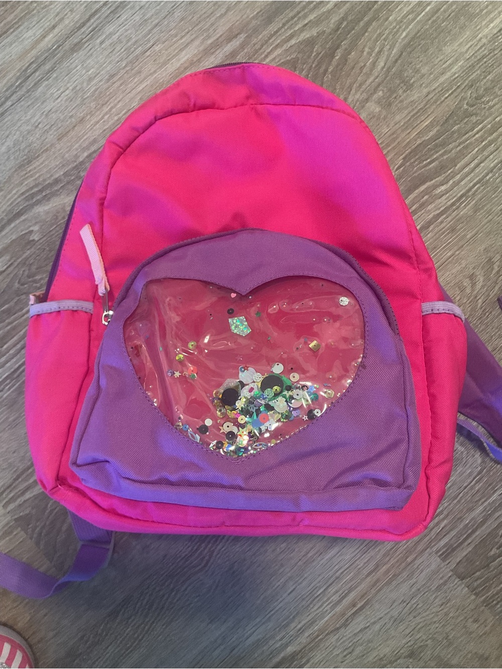 Kids Pink & Purple Heart Sequin Backpack - Brand Unspecified